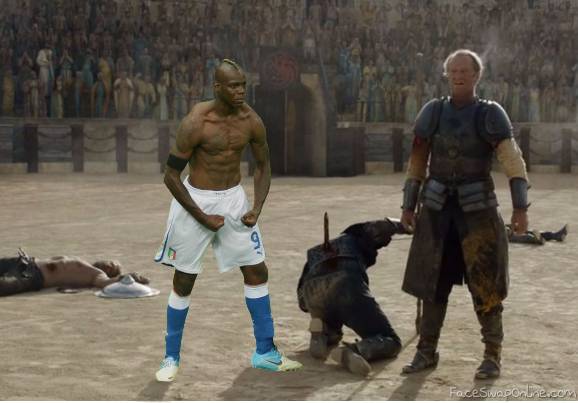 Balotelli in the arena with Jorah Mormont