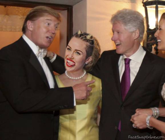 Trump and Clinton hanging out with Cyrus