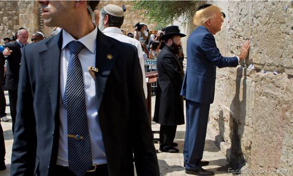 Trump peeing on the wailing wall
