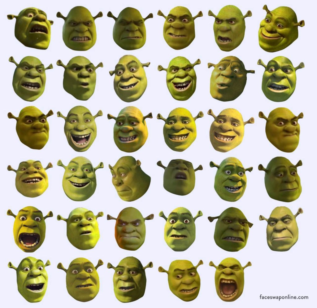 Ultimate list of shrek smilie faces and emotions. 