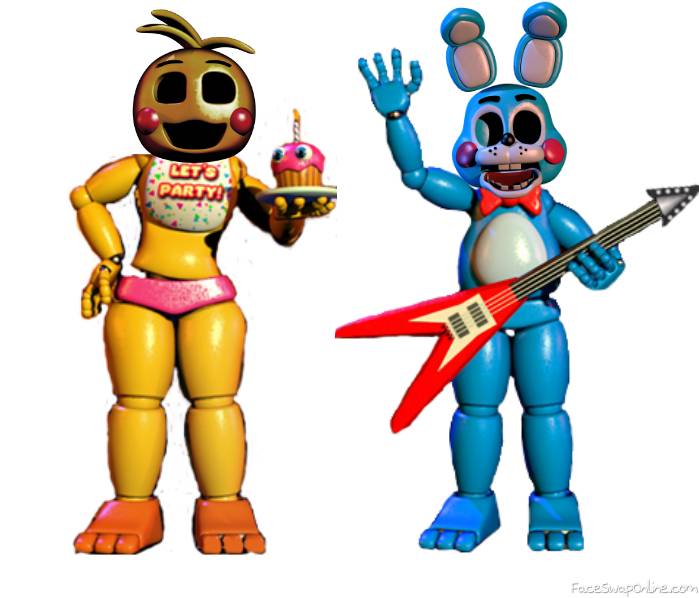 maskless toy chica and maskless toy bonnie