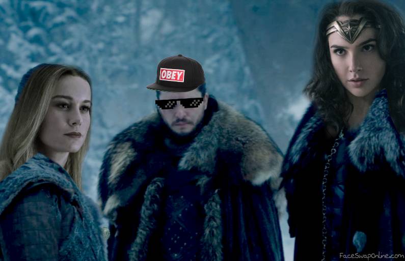 Jon Snow with Wonder Woman and Captain Marvel