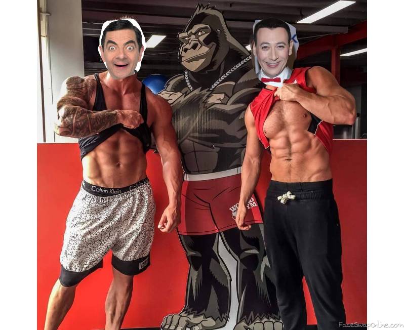 Mr Bean and Pee Wee Herman in local gym