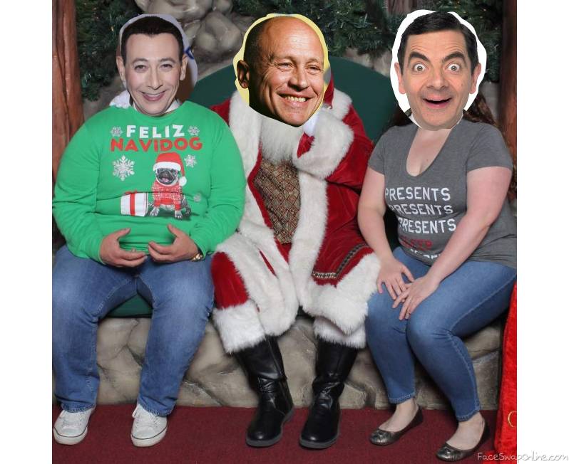 Pee Wee Herman, Mike Judge, and Mr Bean's family Christmas Card