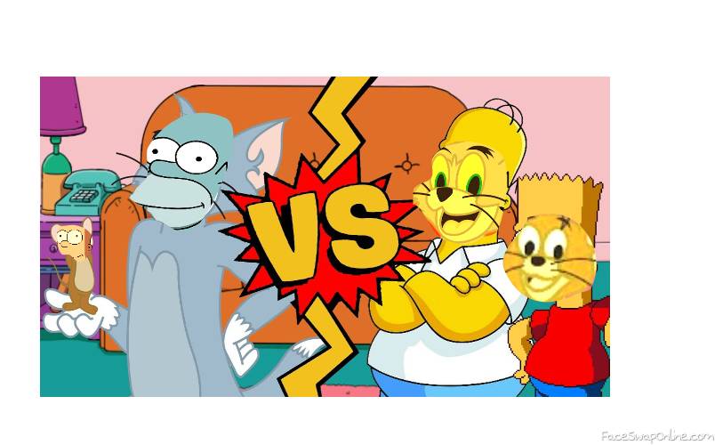 Tom and Jerry and Homer and Bart Simpson Face Swap