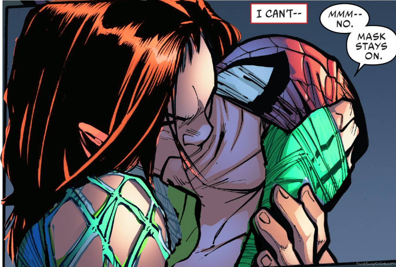 Spider-Man feeling ivy's tongue