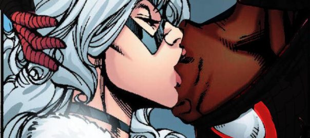 Spider-Man(Miles Morales) and Black Cat tongue-kissing