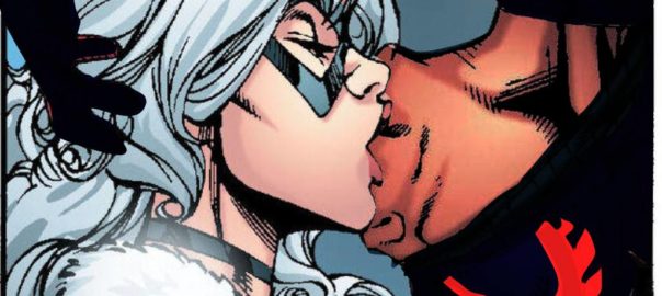 Black Cat and Spider-Man 2099 tongue-kissing