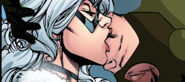 Scorpion and Black Cat kissing upside down