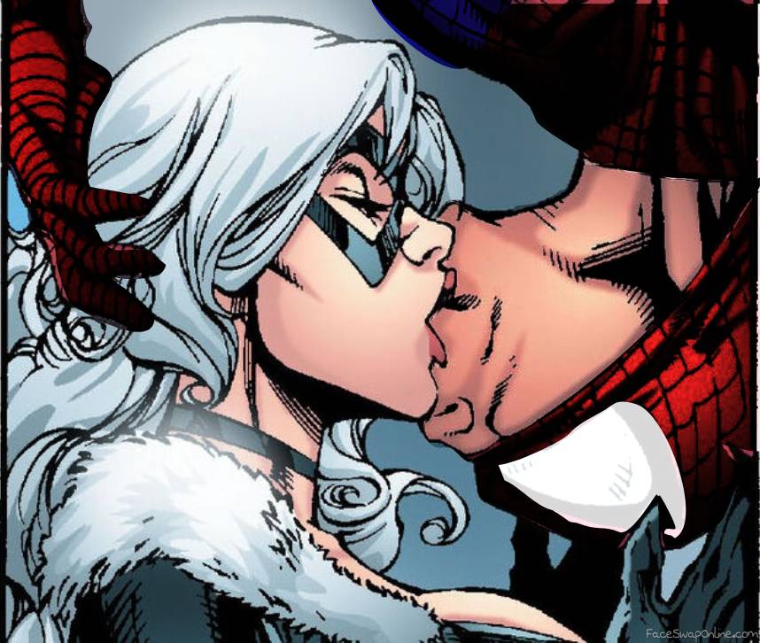 Black Cat and Ben Reilly upside down kiss