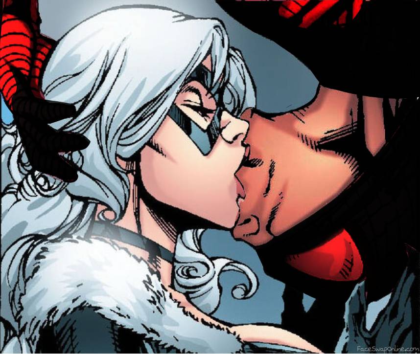 Black Cat and Kaine Upside-Down kiss