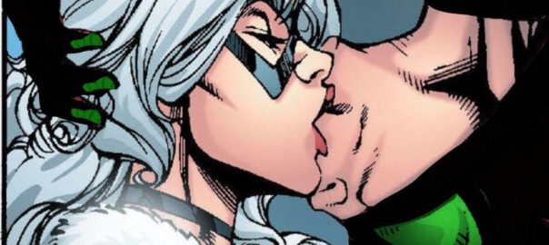 Spider-Man(Big time stealth) and Black Cat Upside-down kiss