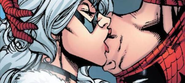 Black Cat intensely kissing SpiderMan