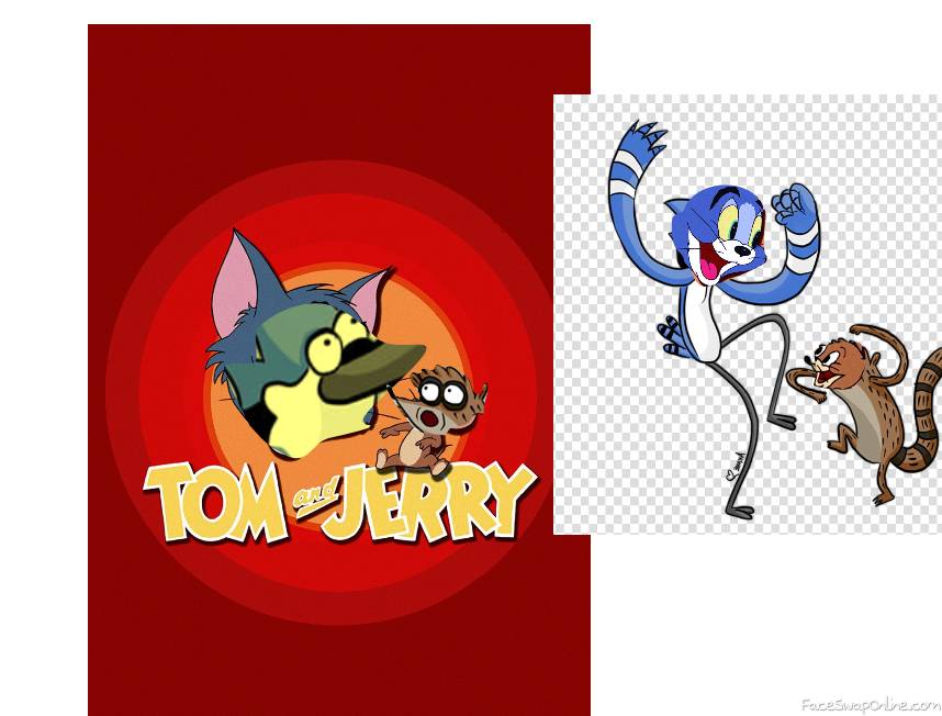 Tom and Jerry and Moredcai and Rigby Face Swap