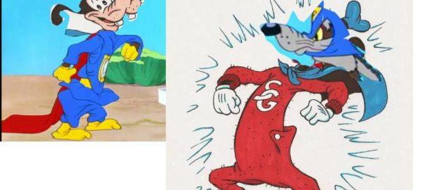 Wile E Coyote and Goofy Super Hero Outfit Swap
