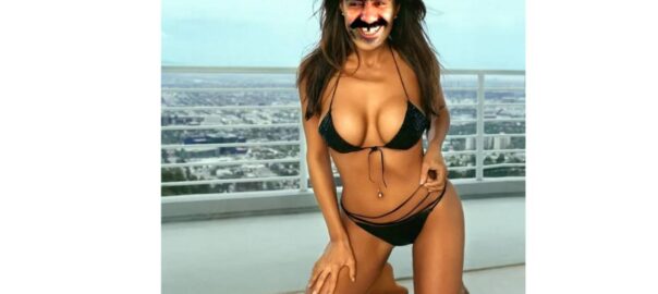 Ugly face on hot bikini girl