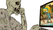 zombie doing his zombie “homework”