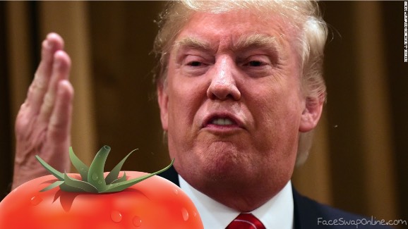 Donald trump karate chops a tomato