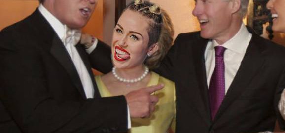 Trump and Clinton hanging out with Cyrus